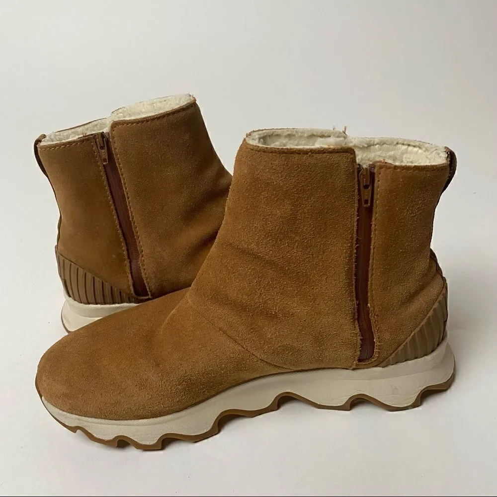 Sorel Kinetic Sport Short Boots Camel Brown Suede 8 Elk